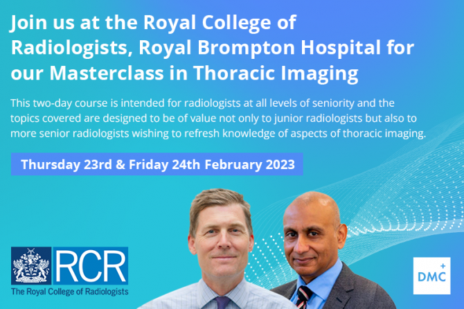 Join us at the second in the successful Royal College of Radiologists-Royal Brompton Hospital Masterclass Series in Thoracic Imaging.
